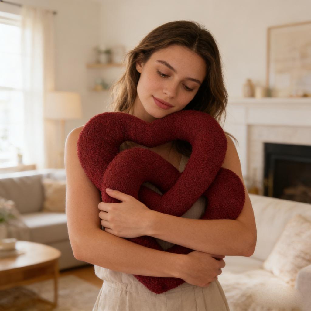 Плюшева іграшка-подушка у формі серця, З'єднана подушка, Весільна прикраса у формі серця, Подарунок на День святого Валентина