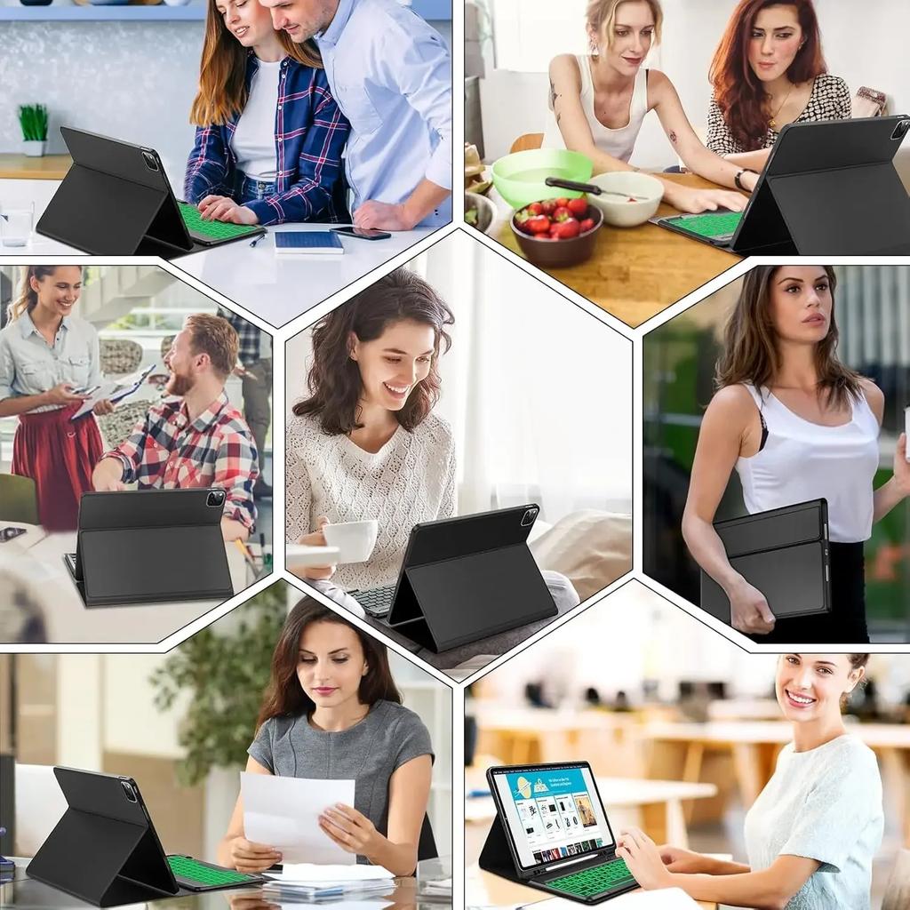 Circular Keyboard Case & Mouse for Samsung Galaxy Tab A8 10.5inch Tablet Spanish/Japanese/Hebrew/Arabic/Ltalian Keyboard Cover