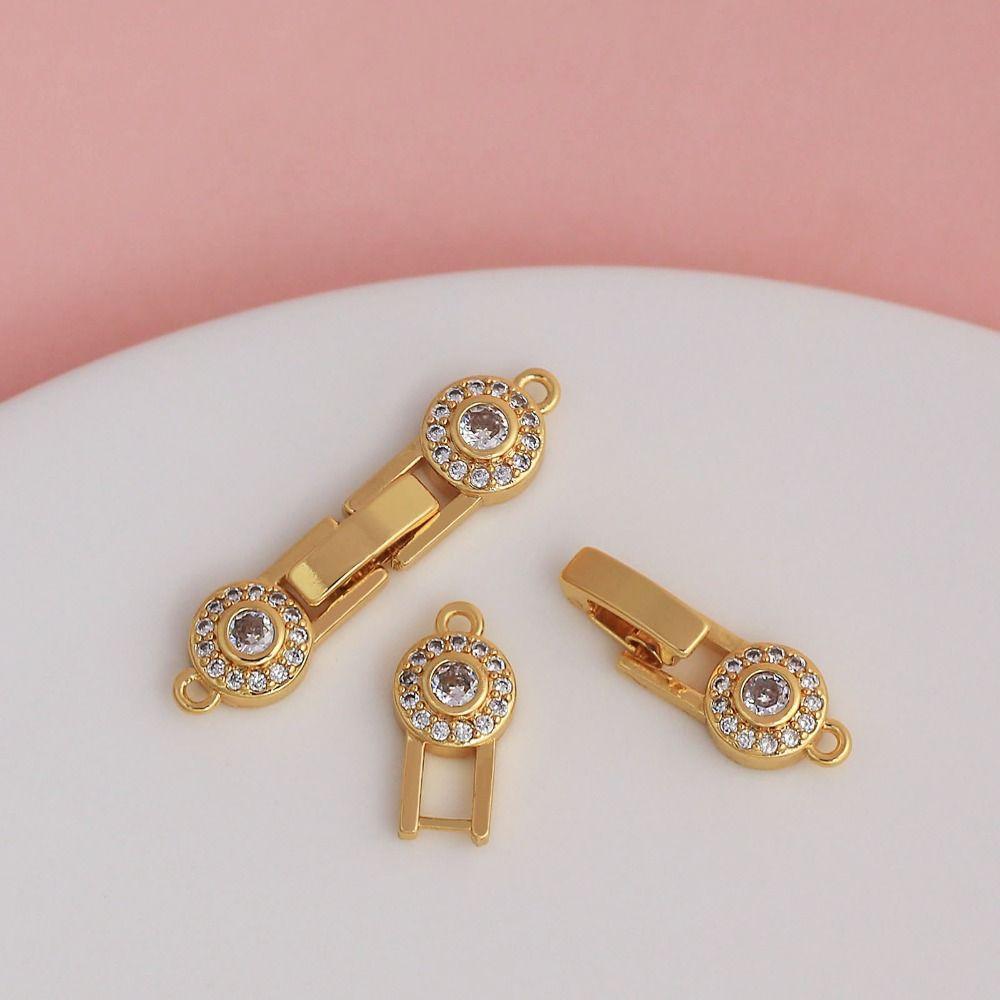 4PCS Inlaid Zircon Bracelet Clasps Pearl Accent DIY Bracelet Findings Pearl Clasps  Jewelry Crafting