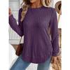 JPNTKY Women's Fashion Casual Solid Color Print Long Sleeve O-Neck Blouses & Shirts