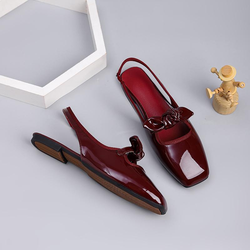 Fashion Polka Dot Print Ballet Flats Shoes for Women Elegant Square Toe Elastic Mary Janes Shoes Ladies Shallow Spring Autumn Loafers