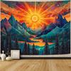 Zussun Vintage Sun Mountain Tapestry Hippie Boho Nature Forest Tree Wall Tapestry for Bedroom Aesthetic Sunset River Lan