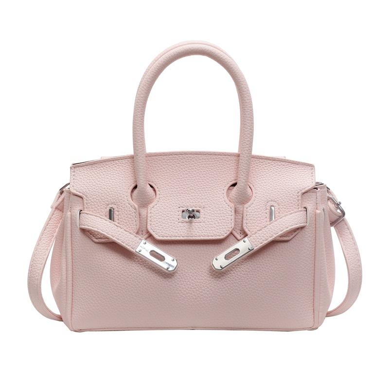 New fashionable lychee pattern lock platinum bag classic portable shoulder women's bag