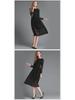 2025 Fall European & American Women's Lace Slim Midi Dress with Hollow Round Neck & Long Sleeves