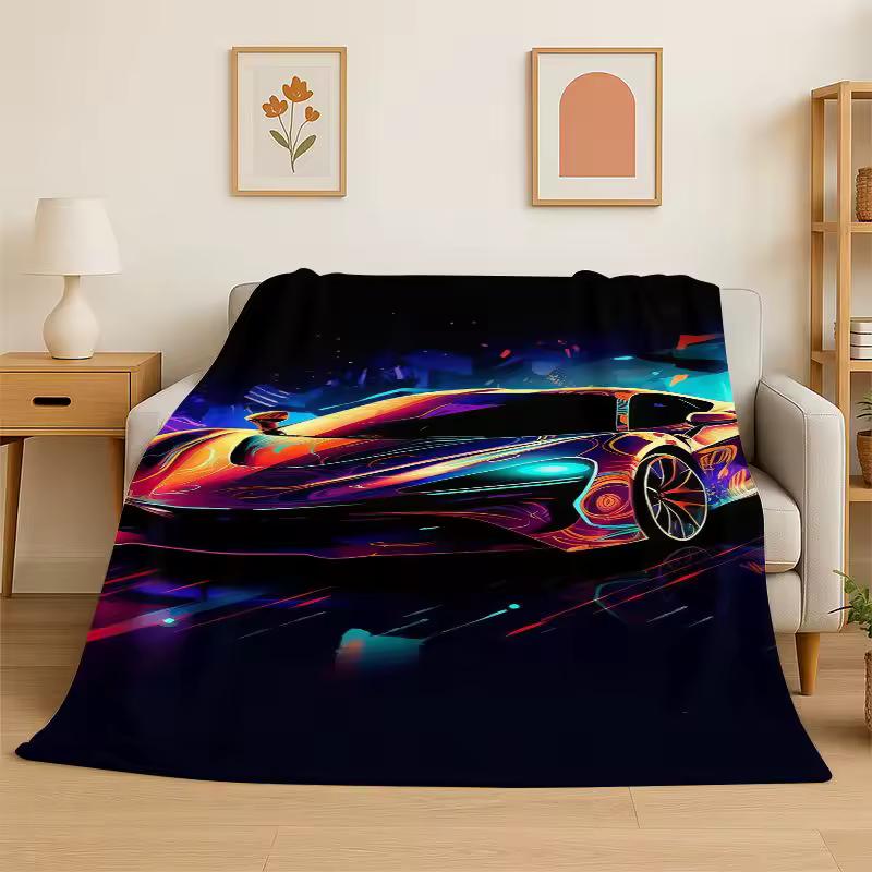 Future Concept Sports Racing Car Moto Flannel Blanket Soft Throw Blanket for Bedroom Living Room Bed Travel Camping Picnic Nap
