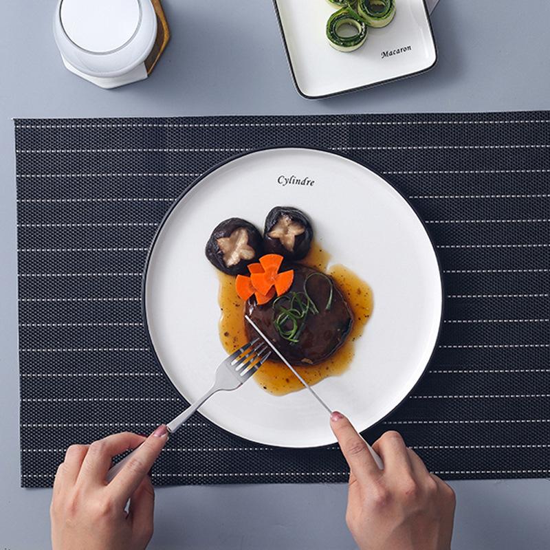 French Steak Plate European Nordic Flat Plate Plate Household Western Plate Set Round Dish Plate Internet Celebrity Tableware Ceramics