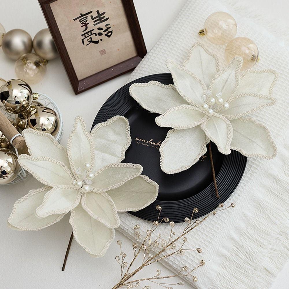 Long-lasting Artificial Xmas Flower Vibrant Colors Festive Glitter Flower  Party