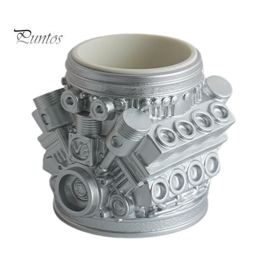 Unique Men Gift Engine Model Pen Pencil Holder, Creative Desk Organizer for Home Office, Hard Industrial Texture Decor Desktop Stationery Storage Car
