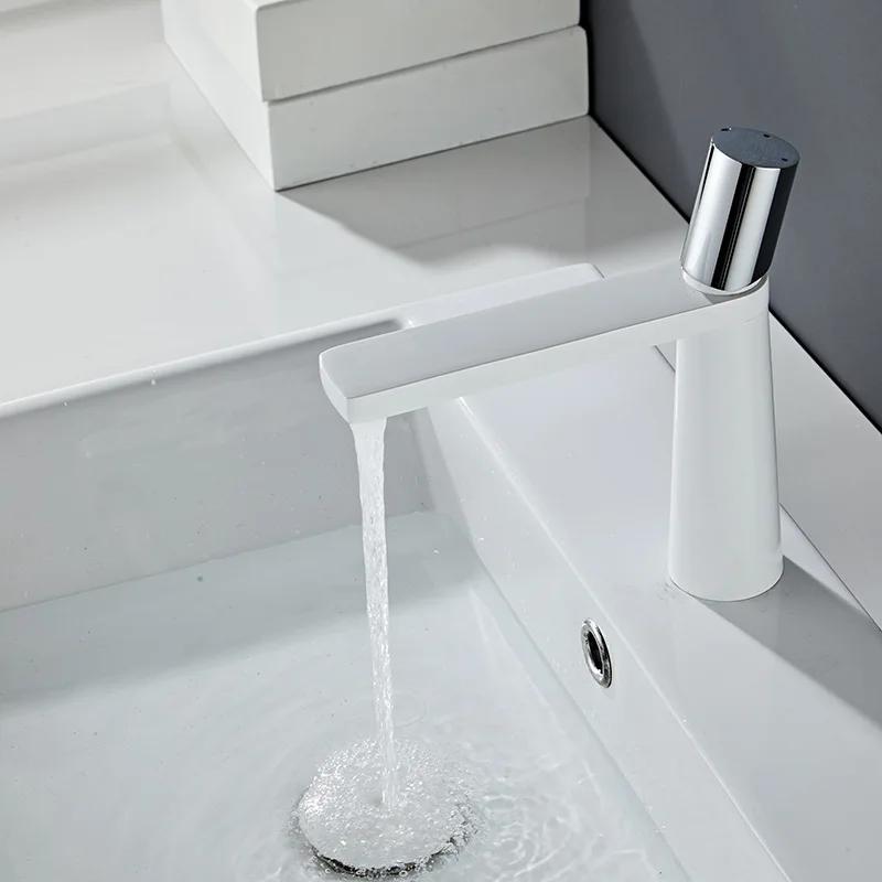 White Bathroom Sink Faucet Brush Gold Cold Hot WashBasin Vessel Mixer Tap Single Handle Brass Matt Black Luxury