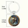 Exquisite Retro Roman Warrior Helmet Pattern Glass Pendant Key Chains for Men Women Creative Bag Pendant Jewelry Accessory Gifts