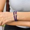 Amethyst Lotus Bracelet Purple Quartz Beaded Bracelet for Women Evil Eye Stretchable Bracelet Healing Gemstone Bracelet Gift for Mother