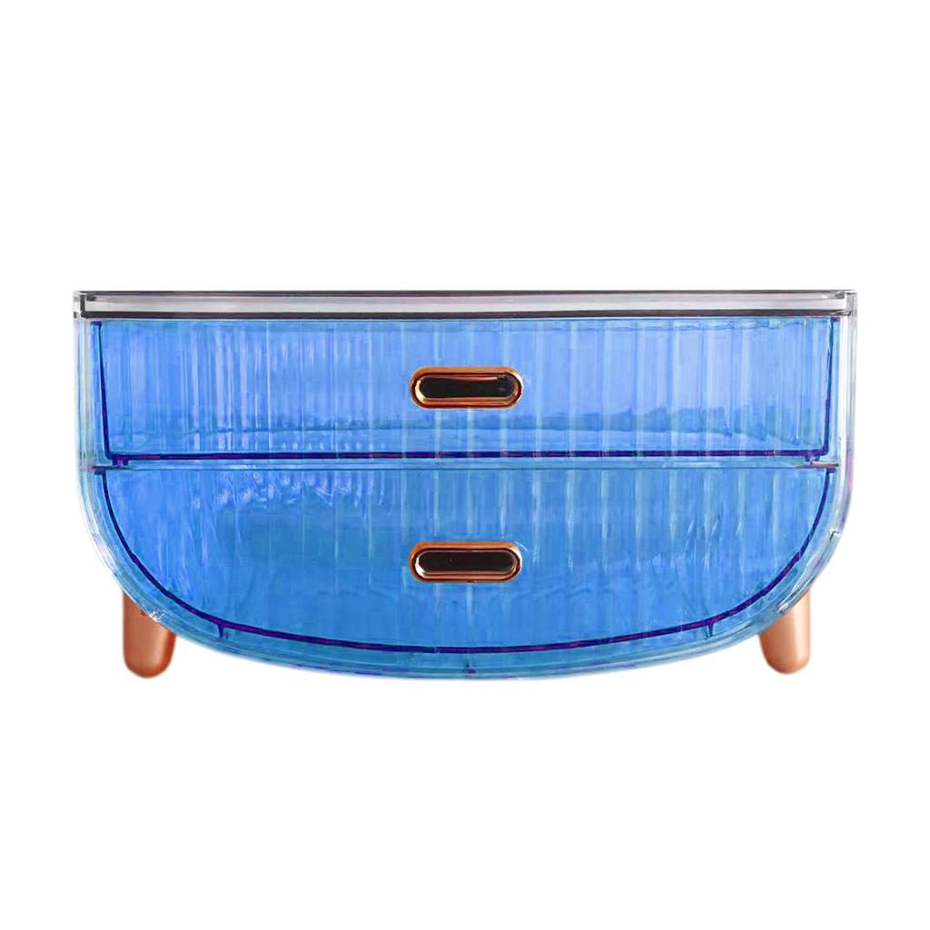 2 Tiers Cosmetic Storage Box Desktop Case Large Capacity Portable Makeup Organizer