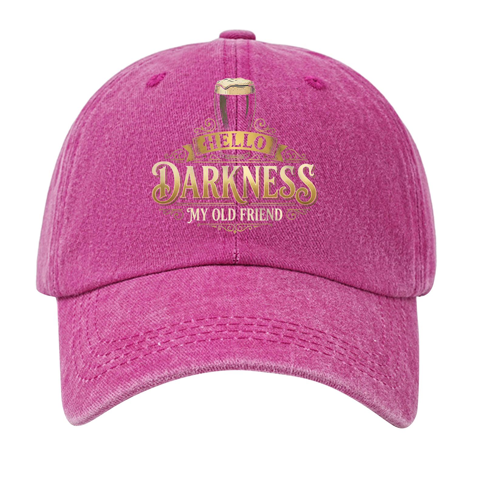 

Washed cotton baseball cap with printed distressed soft top denim hat, vintage hat One Size