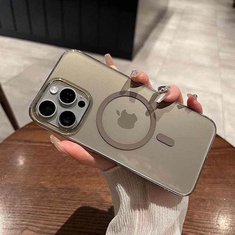 Applicable To IPhone16PROMAX Mobile Phone Case Transparent Magnetic Suction Apple 15 Large Hole Ultra-thin Protection Full-inclusive PC Hard Case