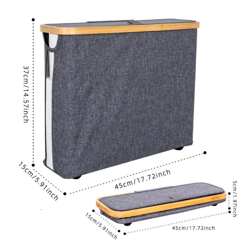 

1-Piece White and Gray Large-Capacity Foldable Toilet Paper Holder with Lid - Space-Saving Modern Bathroom Storage, No Assembly Required, Durable