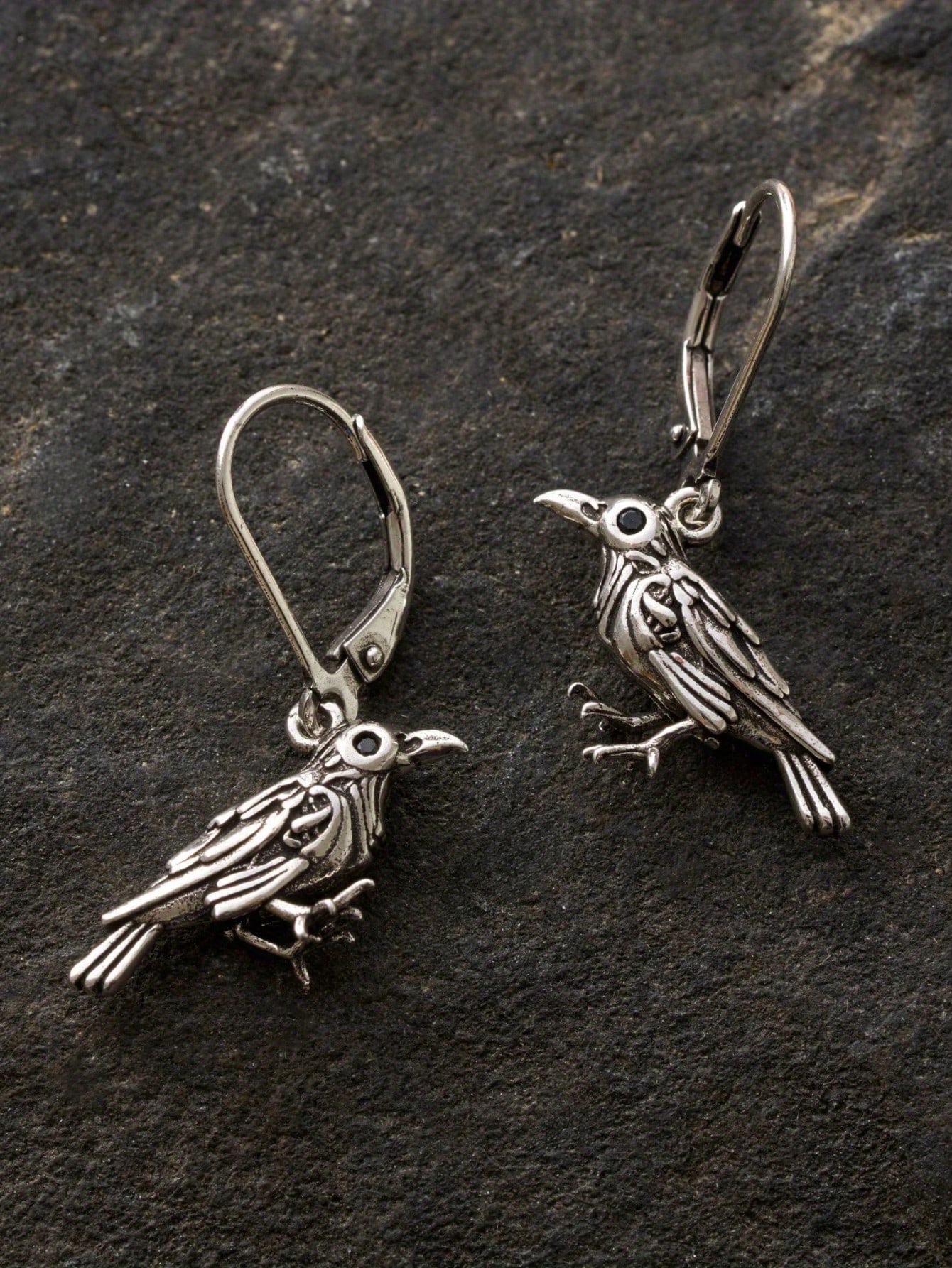 

A pair of vintage bohemian silver bird earrings, suitable for both men and women, punk gothic style Halloween earrings, a mysterious jewelry gift.