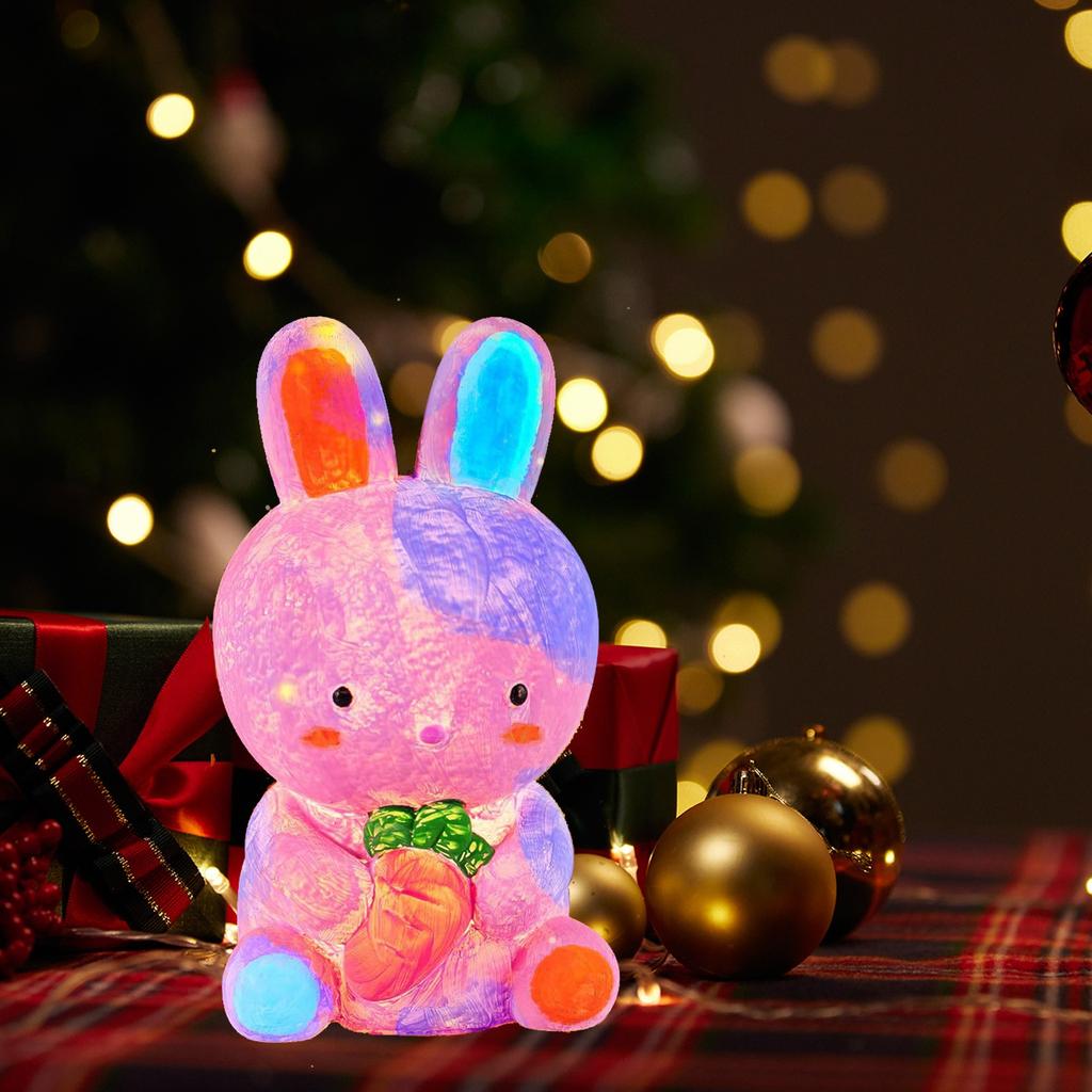 DIY Bemalte Kaninchen Nachtlicht Geburtstagsgeschenk, Jungen- und Mädchenspielzeug Handgemachtes Ausmalspielzeug