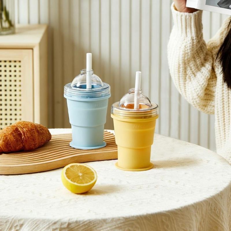 2-In-1 Silicone Folding Ice Hockey Cup Ice Making Drinking Cup 2-In-1 Multifunctional Portable Water Cup For Summer Outings