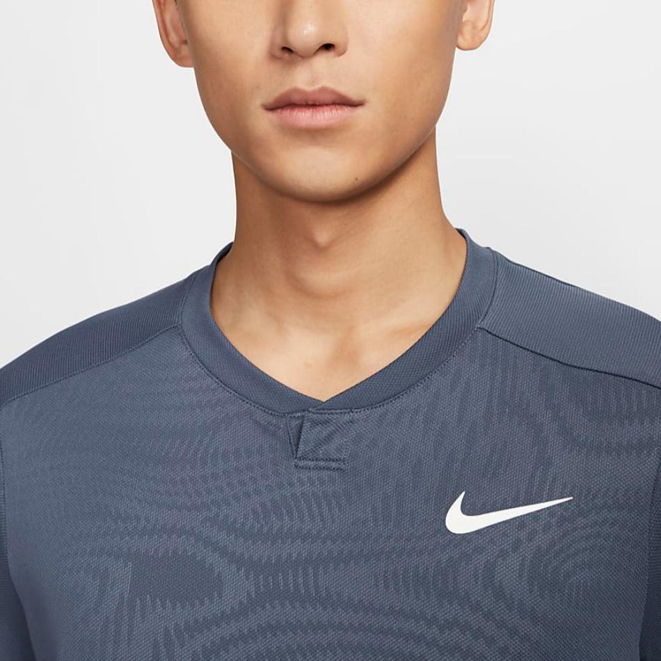 Nike Court Slam Quick-Dry Slim Fit Logo Comfortable Casual Tennis Short Sleeve T-Shirt Men Tops Lightning-Blue FD5263-437