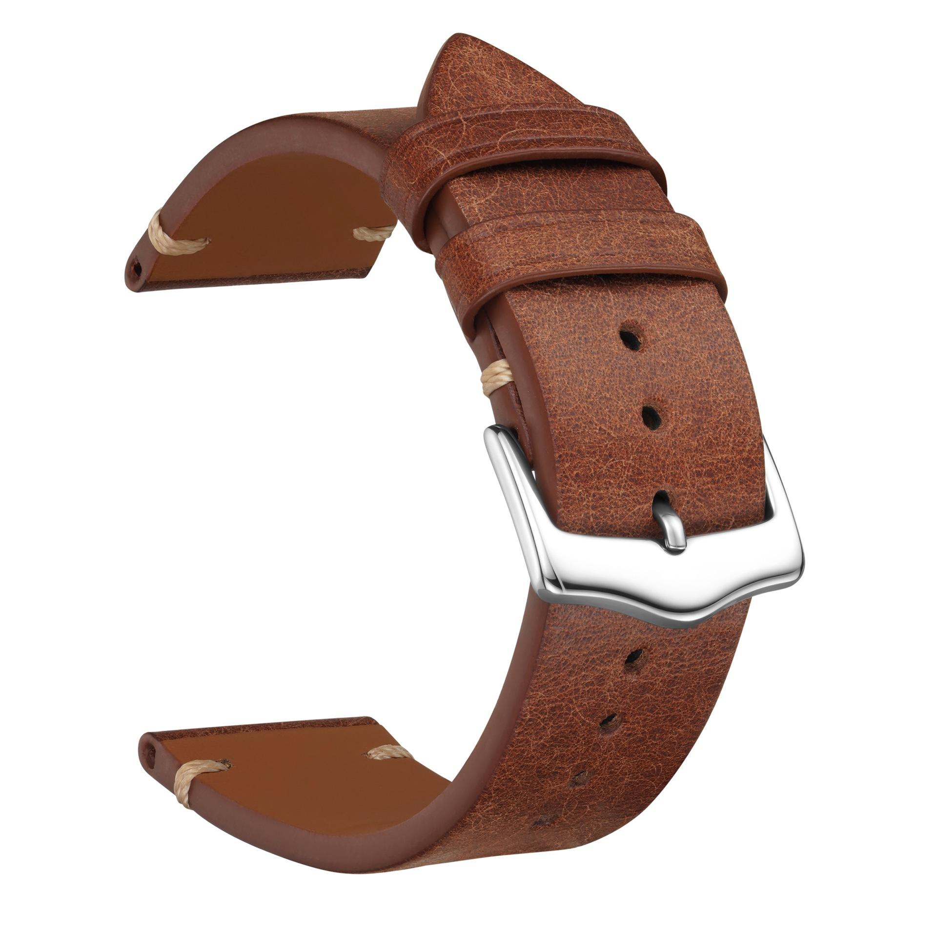 High-End Polished Retro Cowhide Strap, First-Layer Leather Strap, Suitable For Men S 20Mm Strap, Genuine Leather. 20MM светло-коричневого