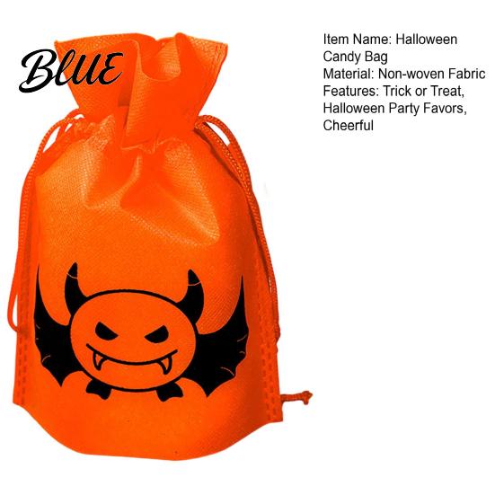 Portable Snack Bags for Halloween 5 Pcs Treats Bag Non-woven Fabric Pumpkin Candy Orange Black Goody Drawstring Goodie Party Favors Reusable