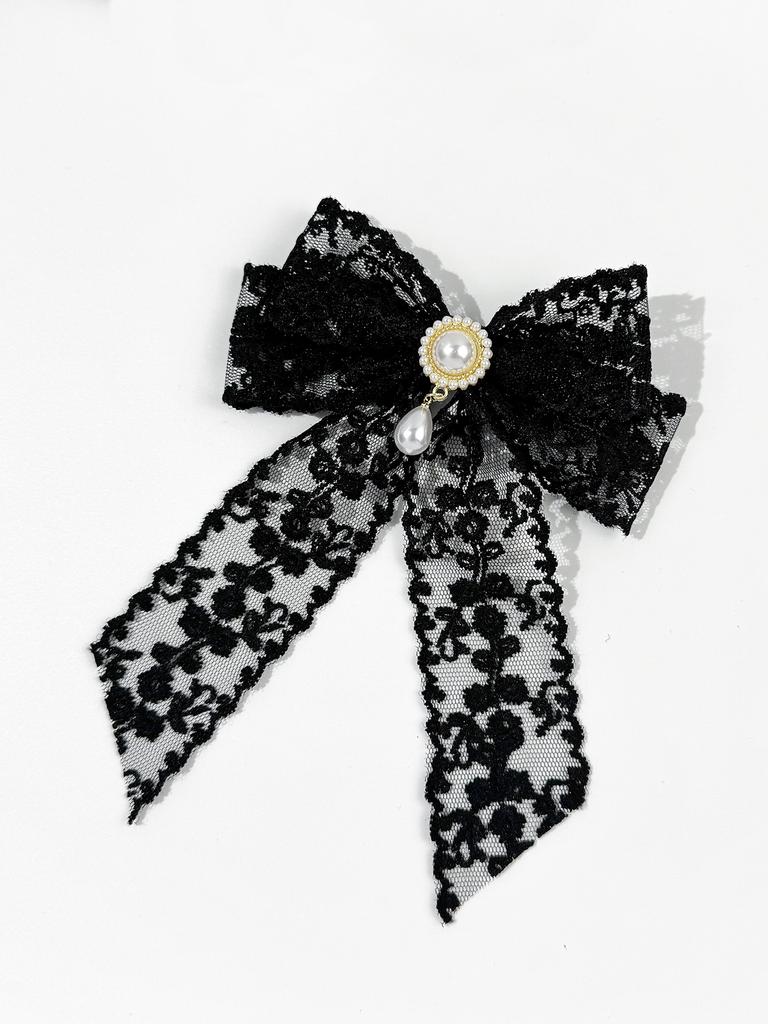 Elegante Spitzen-Schleifen-Haarspange, Damen-Hinterkopf-Haarspange, Temperament-Haaraccessoire im Waldstil