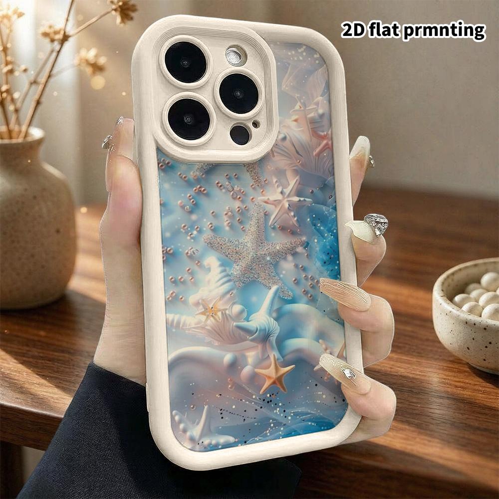 Phone Case: 2D Flat Design Suitable for iPhone 18 17 16 15 14 13 Pro Tiered Protective Case, Ocean Pearl, Christmas and Halloween Gift