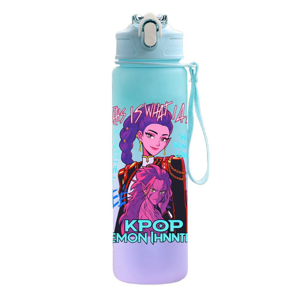 750Ml Water Bottle Cartoon K-Pop Demon Hunters Printed Large Capacity Drinking Cup Portable Outdoor Sports Water Cup Children Kid Gift