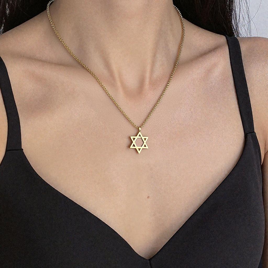 Star of David Pendant Necklace For Women Men Stainless Steel Jewelry Amulet Friend Gift