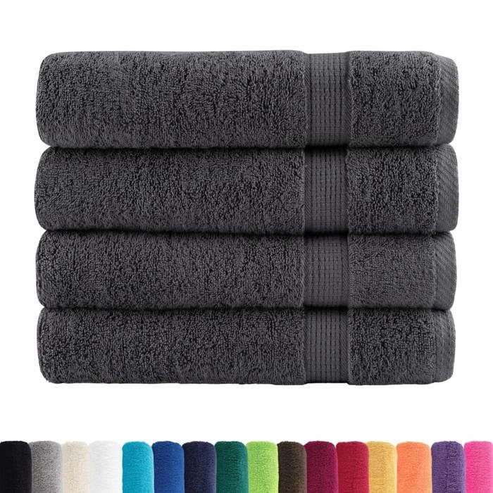 VidaXL Essuie-mains de Qualité Supérieure 4 pcs, Serviettes de Bain, Serviettes à Main, Débarbouillettes de Salle de Bain, 137157