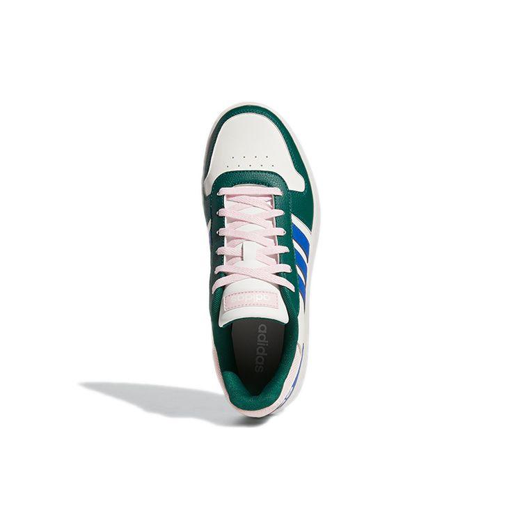 Adidas Neo Hoops 2.0 Round Toe Lace-Up Leather Durable Low-Top Basketball Shoes Women Sneaker White Green GW3368