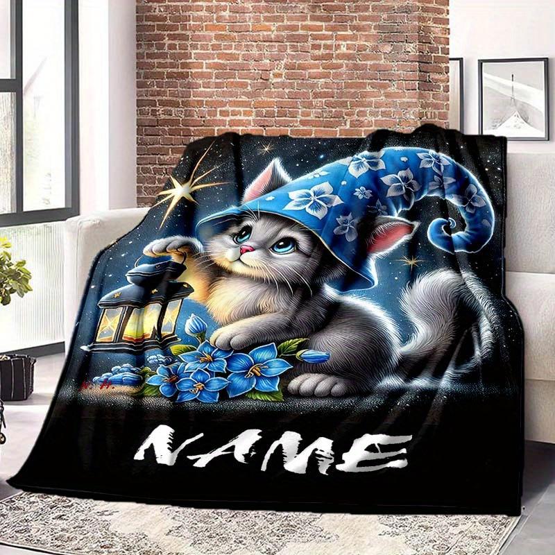 The Cat Carrying The Lamp Customize Your Name Blanket Warm Comfortable And Soft Blankets Are Suitable For Home Lunch Break Blanket Office Sofa Sofa