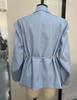 2025 Korean Style Tie-Waist Padded Shoulder Blazer Jacket for Spring/Autumn