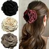 French Style Fabric Rose Flower Hair Claw Clips, Elegant Hair Barrettes Hairpins Headwear Hair Accessories Gift for Women Girls