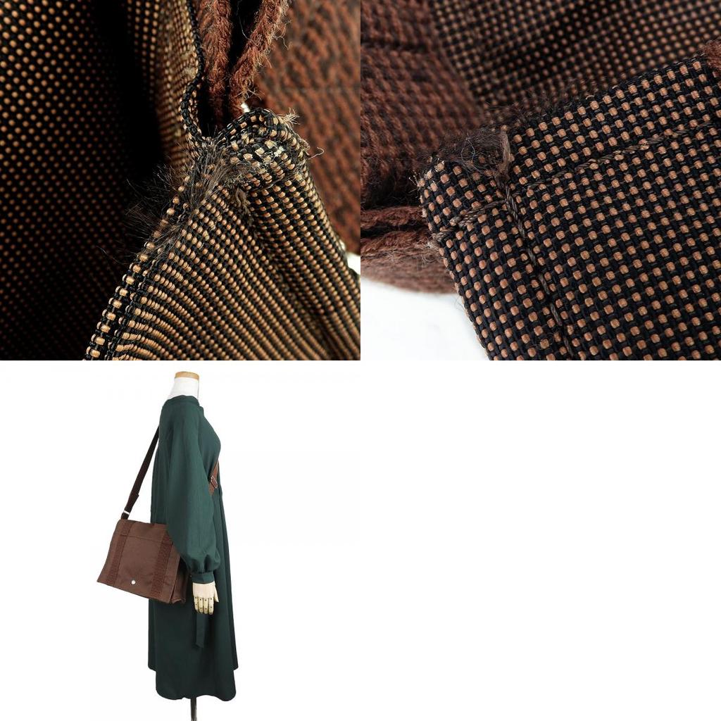 Gebrauchte HERMES Schultertasche Bassus PM Her Line Canvas Braun Braun lässig