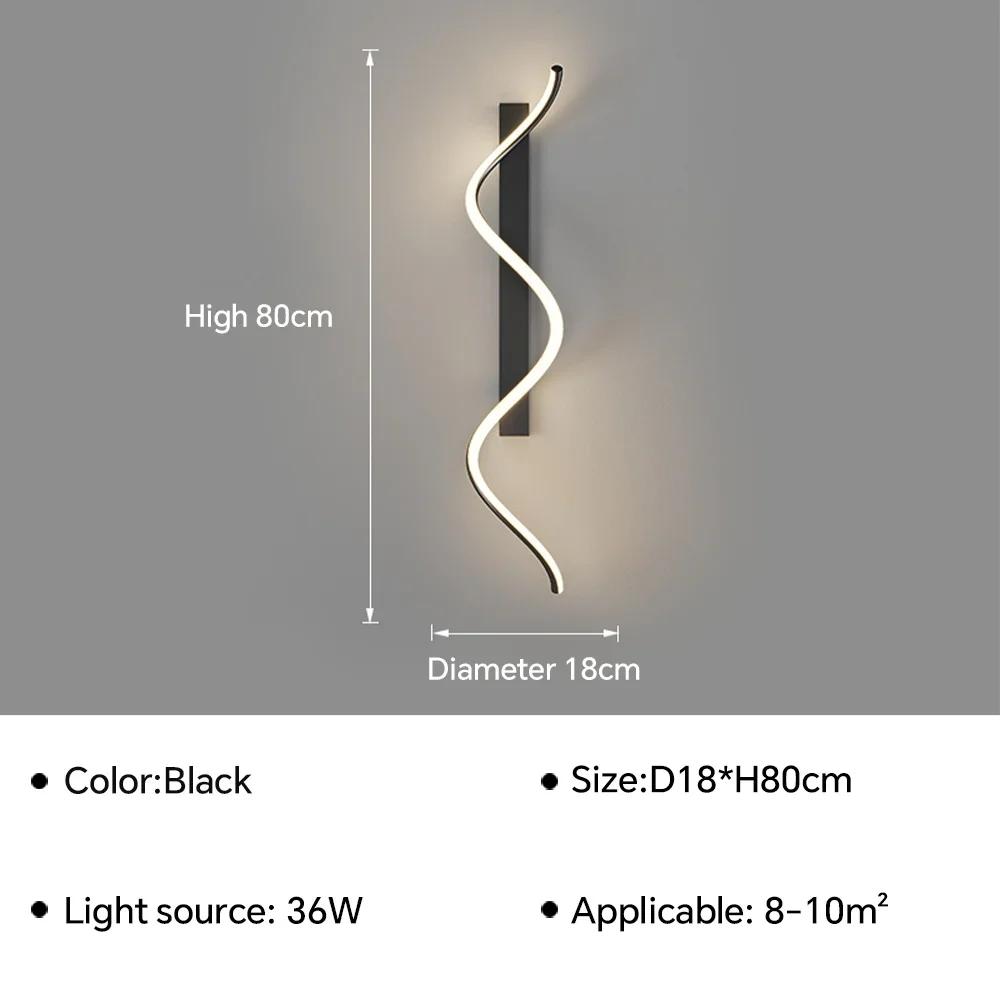 Moderní LED nástěnné svítidlo s páskem pro obývací pokoj, ložnici, noční stolek, konzolové světlo, pozadí, nástěnné svítidlo, domácí dekorace, osvětlovací tělesa