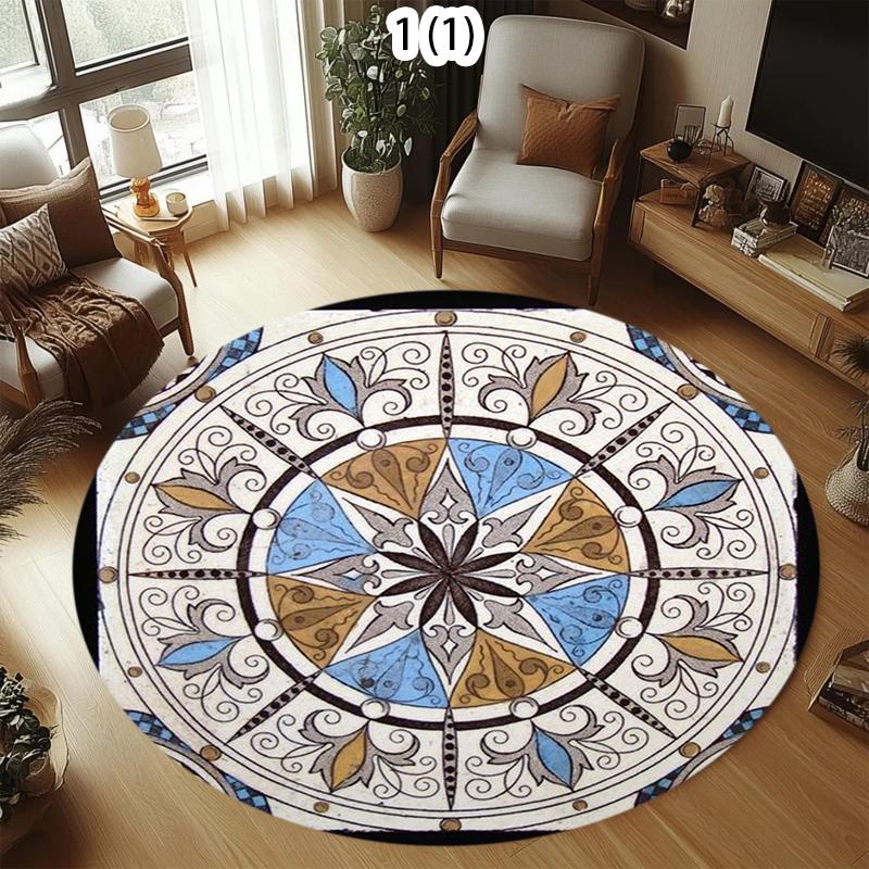 

Vintage European Carpet Mat Rug Home Decoration Living Room Floral Scroll Pattern Non Slip Soft Floor Mat Bedroom Decor 80cm x 80cm