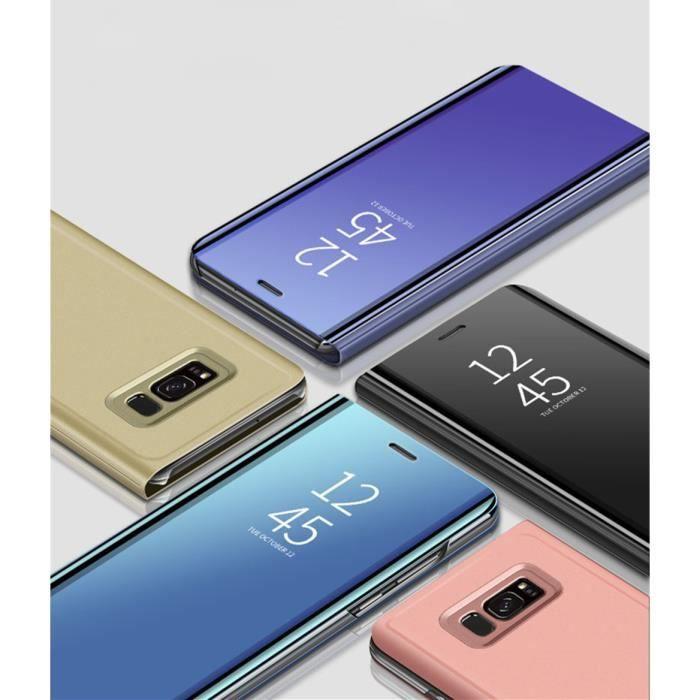 Coque Rabat Miroir - Phonillico® - Samsung Galaxy A10 - Noir - Protection Optimale - Multi-positions