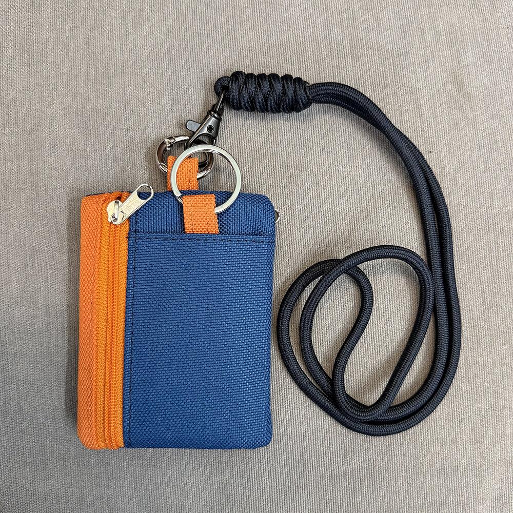 

NEW 2026 Japanese Style Cute Color-blocked Mini Canvas Zipper Wallet Keys Organizer Portable Coins Bus Subway Card ID Holder Purse with Lanyard