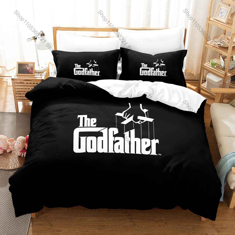 Cool Icon Godfather Portrait Graphic Bedroom Decor Bedding Duvet Cover + 2 Pillowcases Classic Movie Fan Room Decor