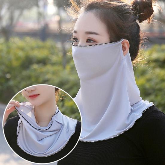 Women Floral Soft Chiffon Anti Dust Sun Protection Face Cover Neck Gaiter Scarf