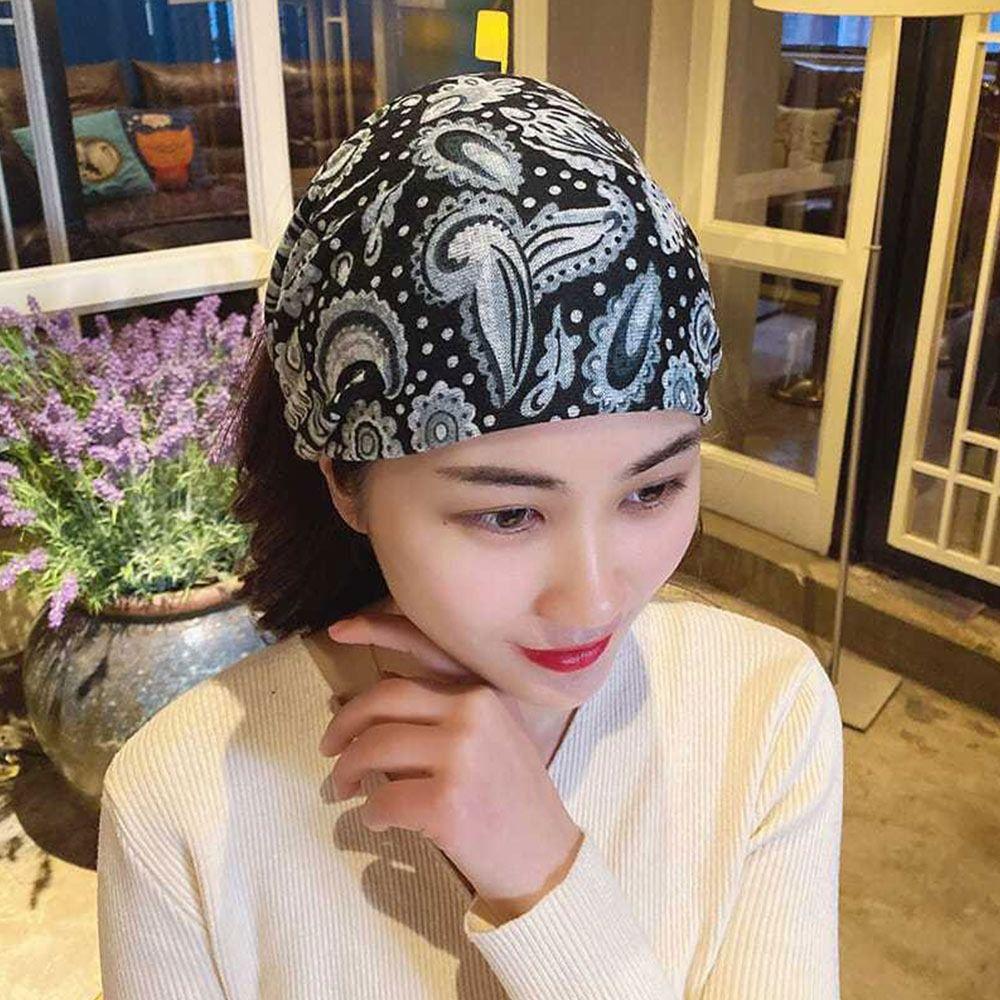 Gray Wide Headband Boho Hair Band Stylish Knotted Turban  for Washing Face Makeup Yoga Workout