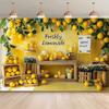 2D Freshly Lemonade Backdrop, Summer Lemon Stand Photography Background Banner