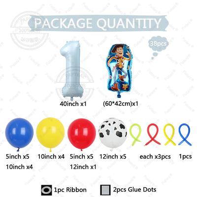 38 Stück Toy Story Themenballon Woody 40 "blauer digitaler Aluminiumfolienballon für Kindergeburtstagsfeier Dekoration Babyparty