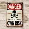 Metal Wall Art Skull Pirate Sign, Vintage Tin Poster for Bar Pub Garage Retro Decor