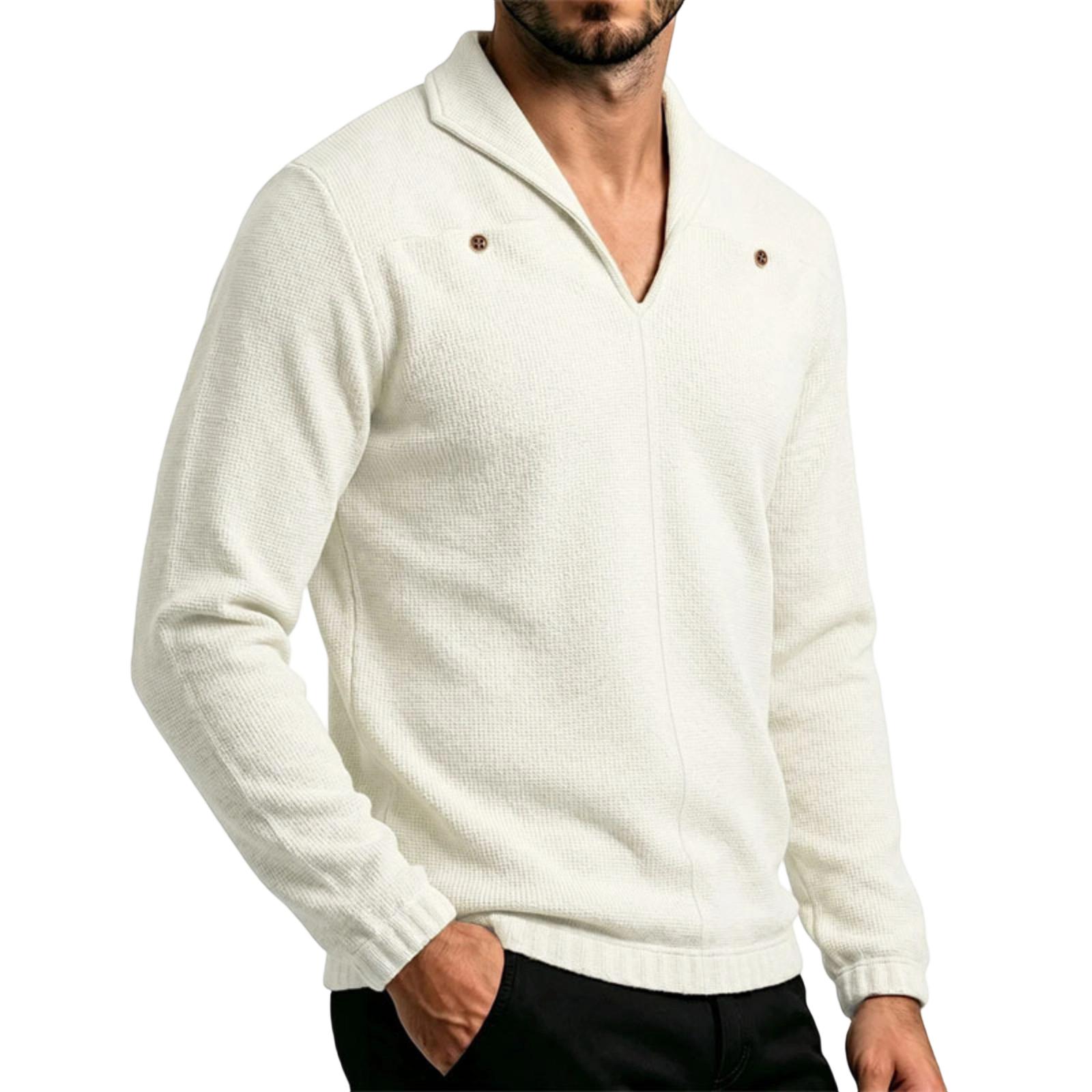 Men s Vintage Slim Fit Collared Long Sleeve Shirt with Twill Texture L