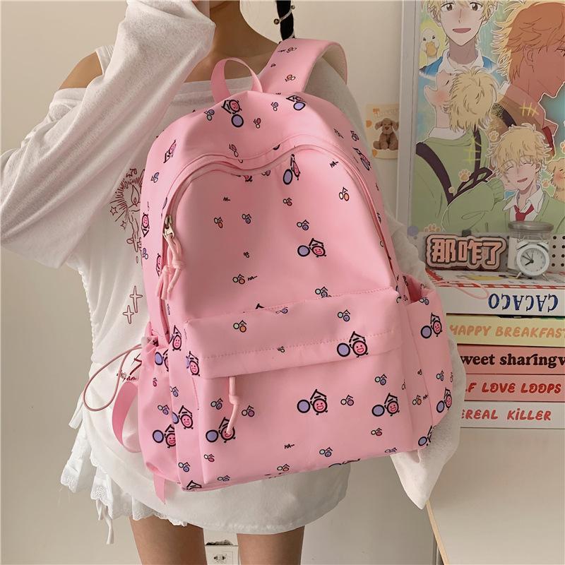 

Large Capacity Schoolbag Cartoon Schoolgirl Backpack Soft Leather Large Capacity Wear-resistant Backpack білий