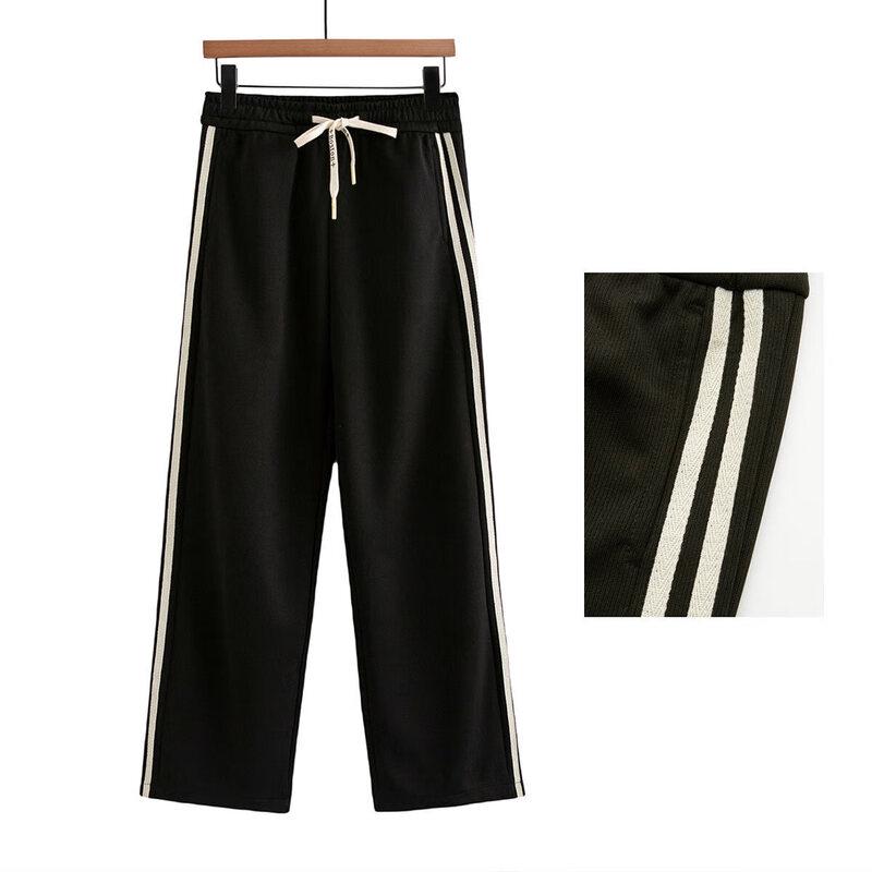 

Datang Furen Women s Plus Size High-Waist Striped Wide-Leg Pants 3XL
