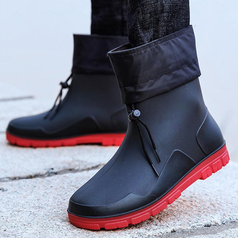 Outdoor Men's Fishing Rain Boots Fashion Non-slip Waterproof Rain Boots Indoor Kitchen Work Rain Boots Car Wash Boots Size 39-45