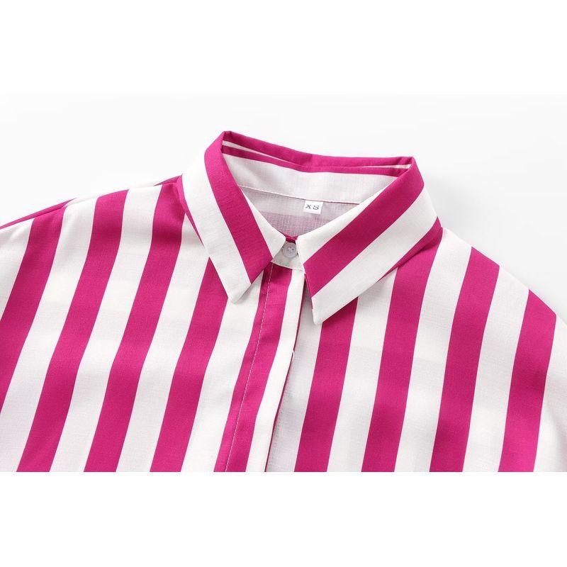 Kaslead New Arrival Women's Clothing Fashion Style Fashion All-Match Linen Blend Stripes Long Sleeves Shirt 3618304